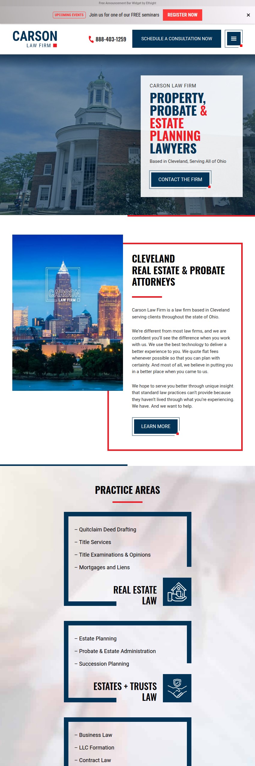 Screenshot of the Carson Law Firm LLC website