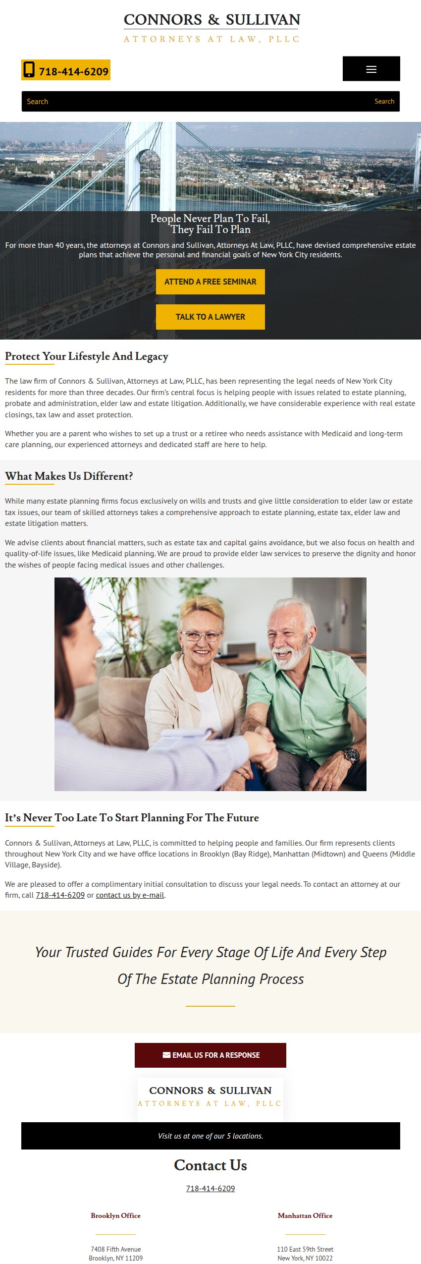 Screenshot of the Connors & Sullivan, Attorneys at Law, PLLC website