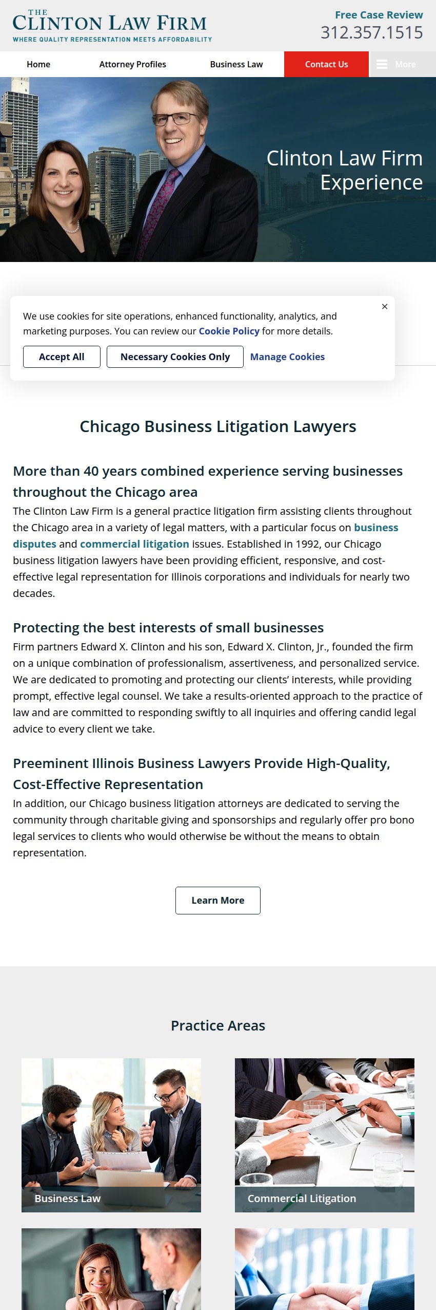 Screenshot of the The Clinton Law Firm website