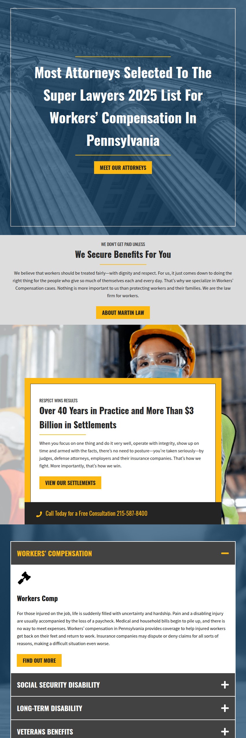 Screenshot of the Martin Law LLC website