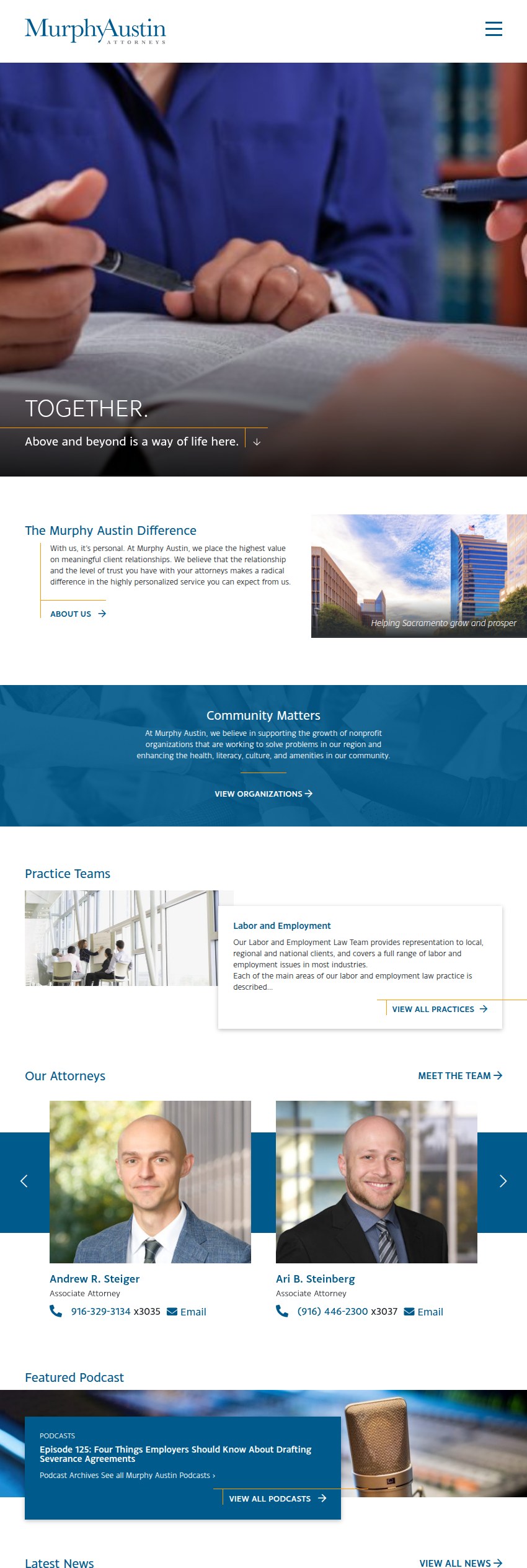 Screenshot of the Murphy Austin Adams Schoenfeld LLP website