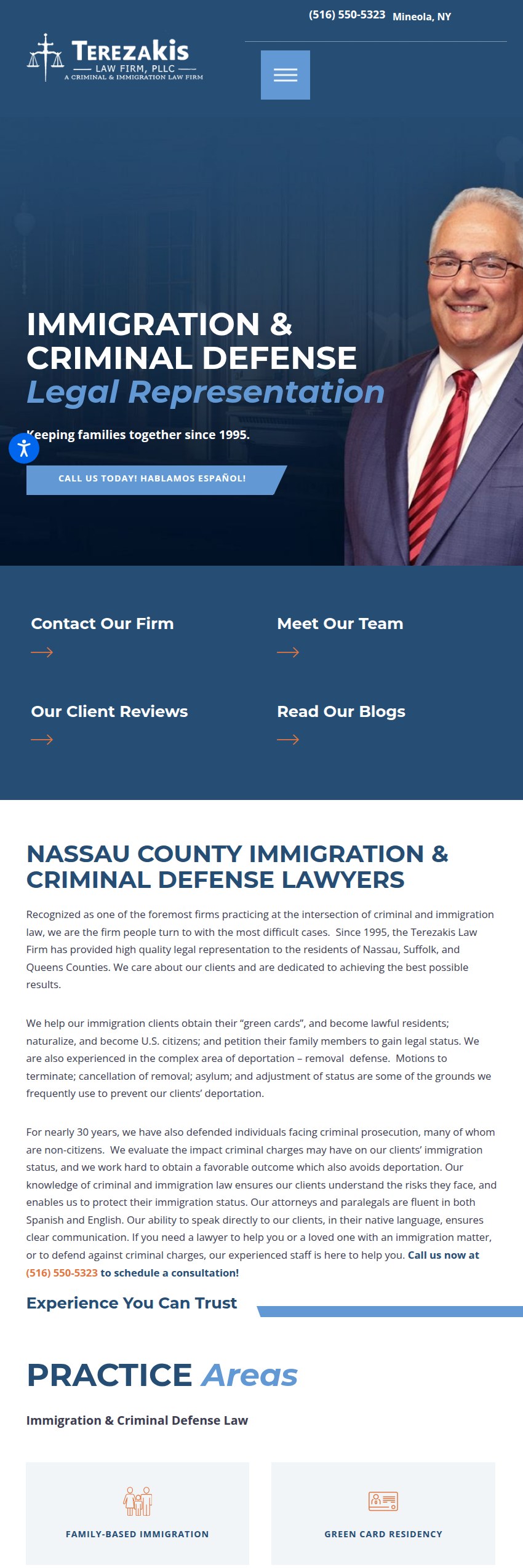Screenshot of the Terezakis Law Firm, PLLC website