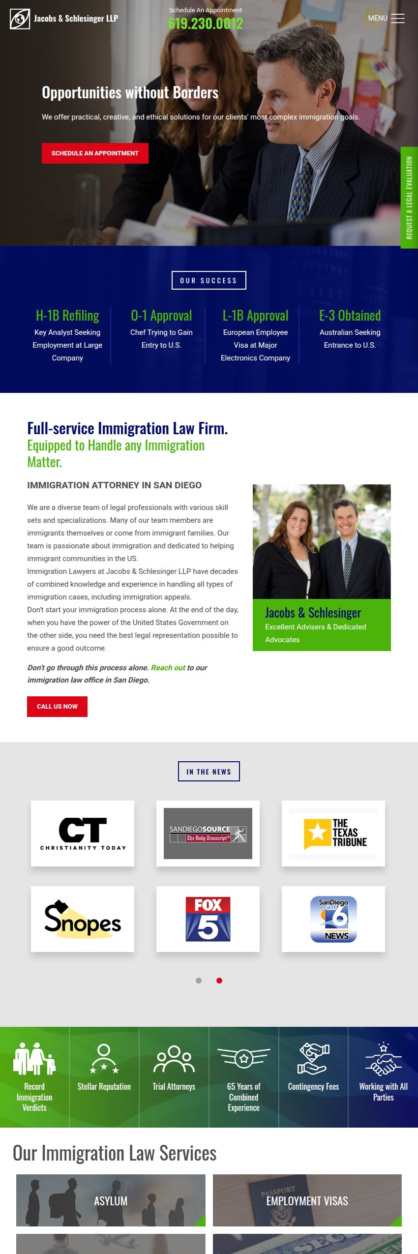 Screenshot of the Jacobs & Schlesinger LLP website