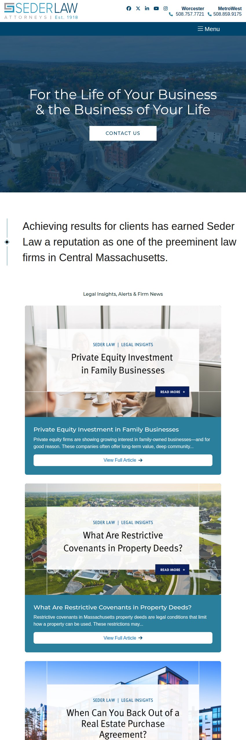 Screenshot of the Seder & Chandler, LLP website