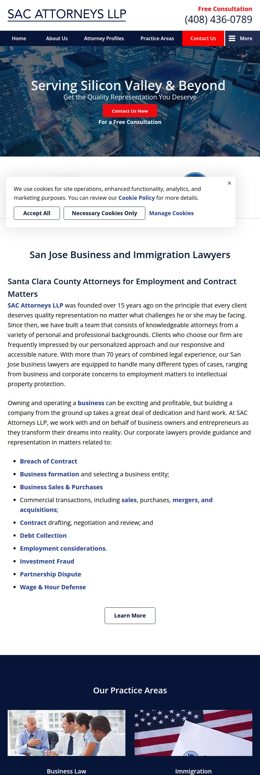 Screenshot of the SAC Attorneys LLP website