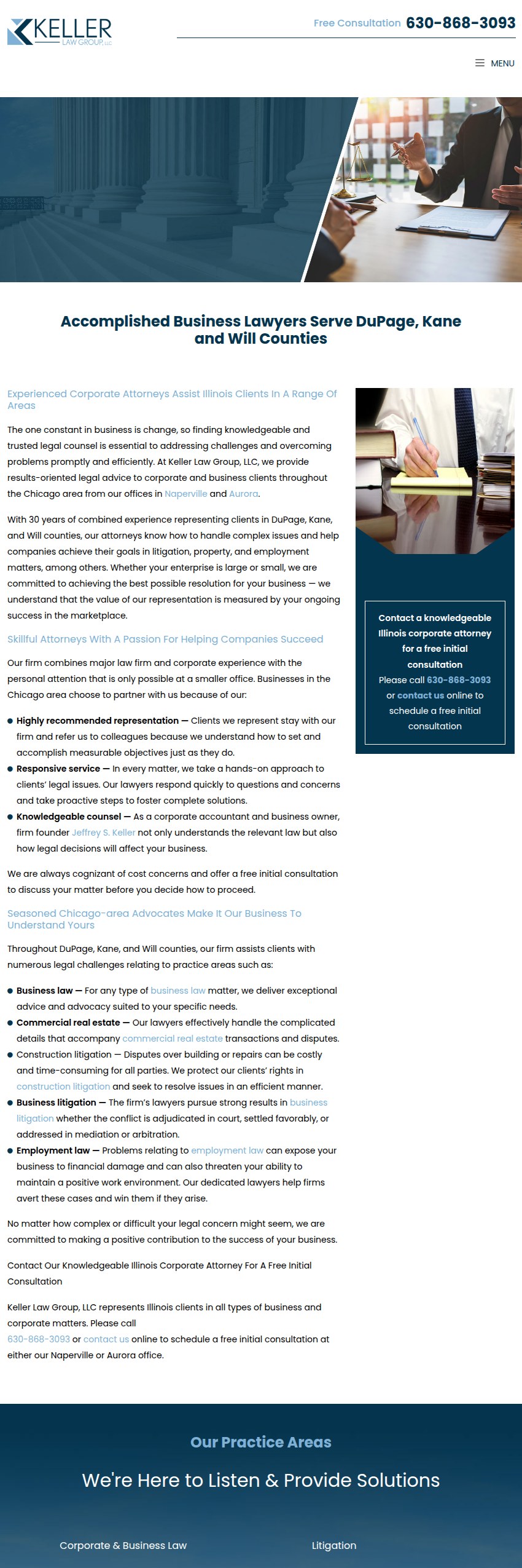 Screenshot of the Keller Law Group, LLC website