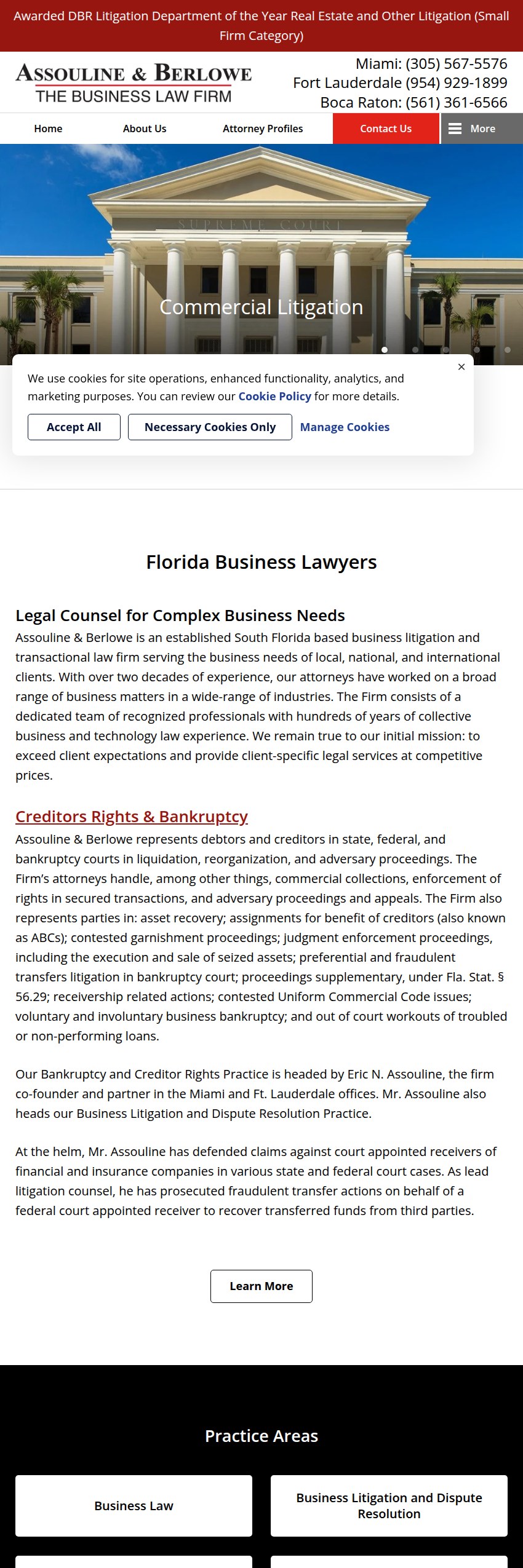 Screenshot of the Assouline & Berlowe, P.A. website