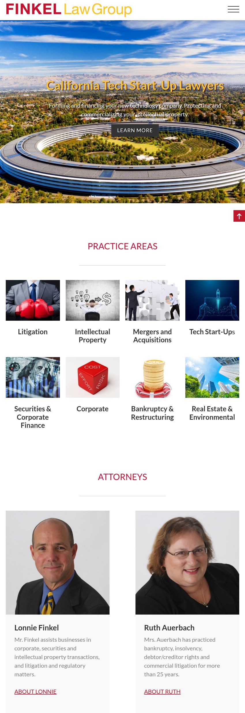 Screenshot of the Finkel Law Group, P.C. website
