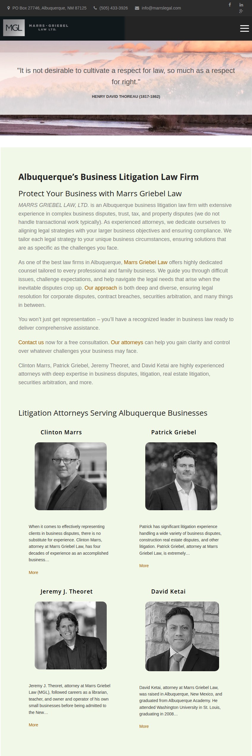 Screenshot of the Marrs Griebel Law, Ltd. website