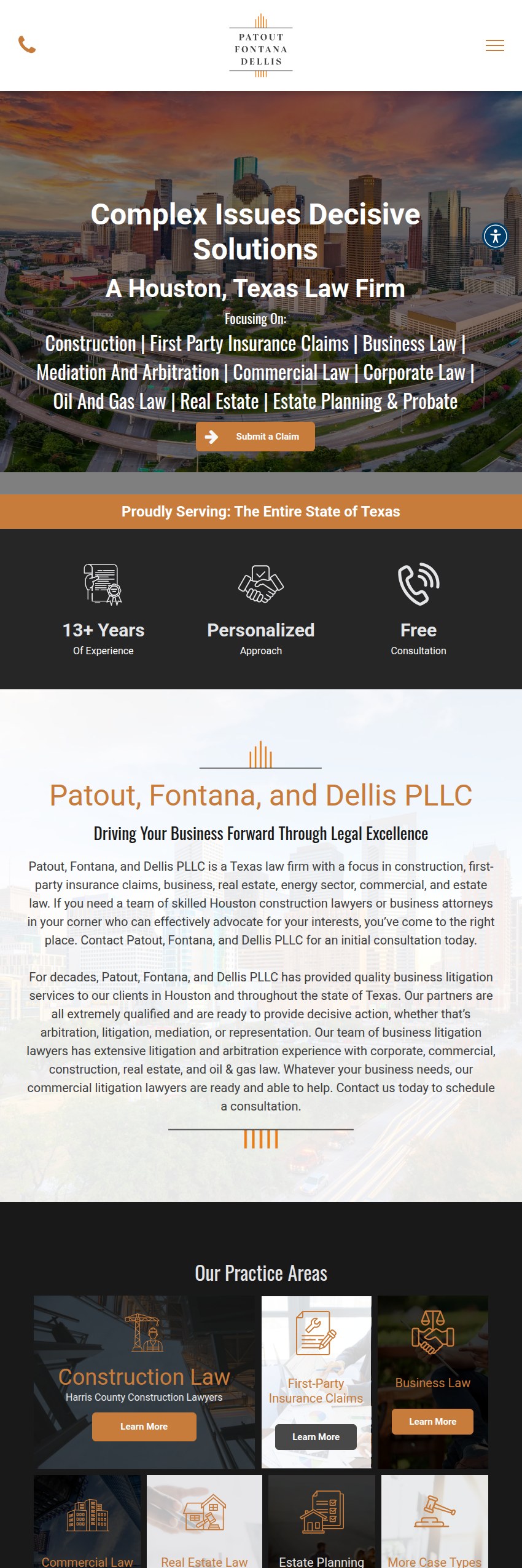 Screenshot of the Patout, Fontana, and Dellis PLLC website