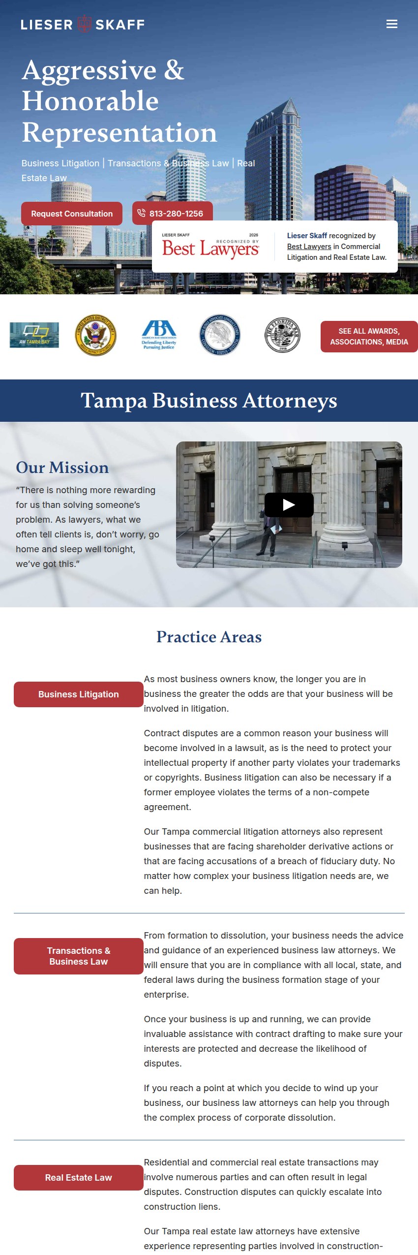 Screenshot of the Lieser Skaff, PLLC website