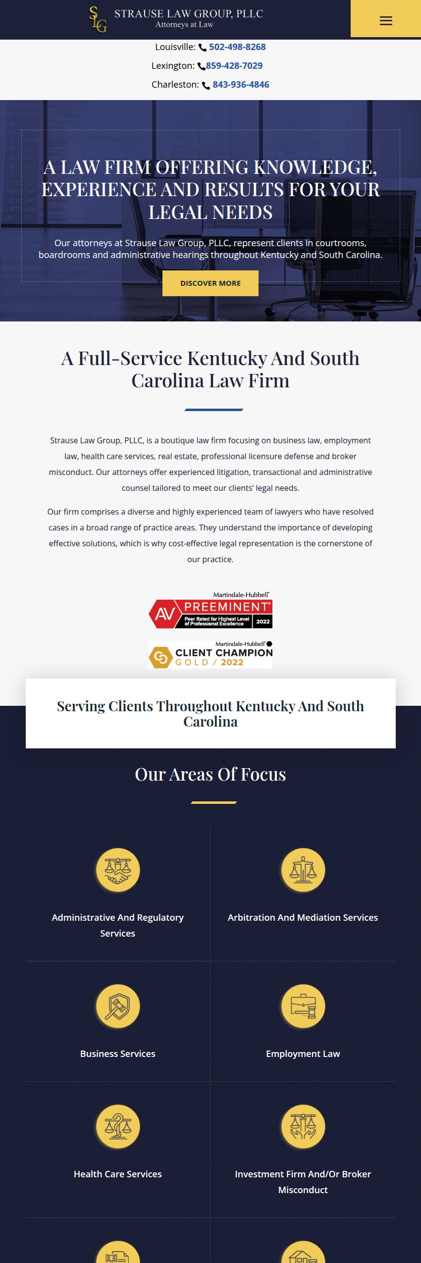 Screenshot of the Strause Law Group, PLLC website