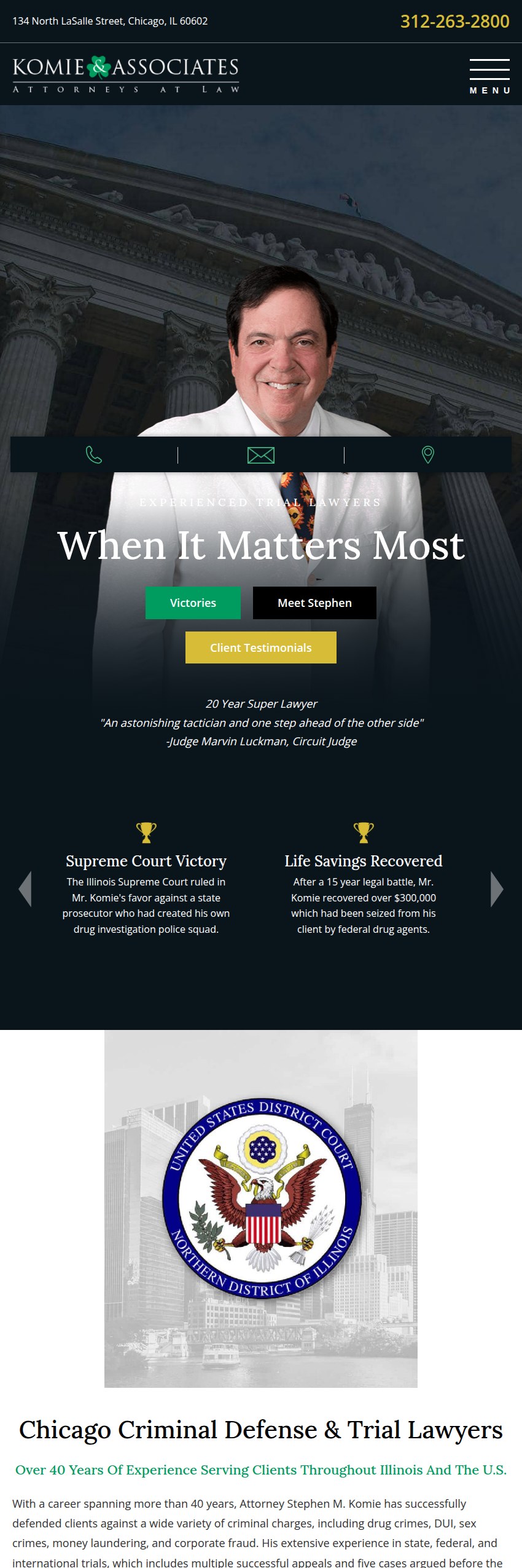 Screenshot of the Komie and Associates website