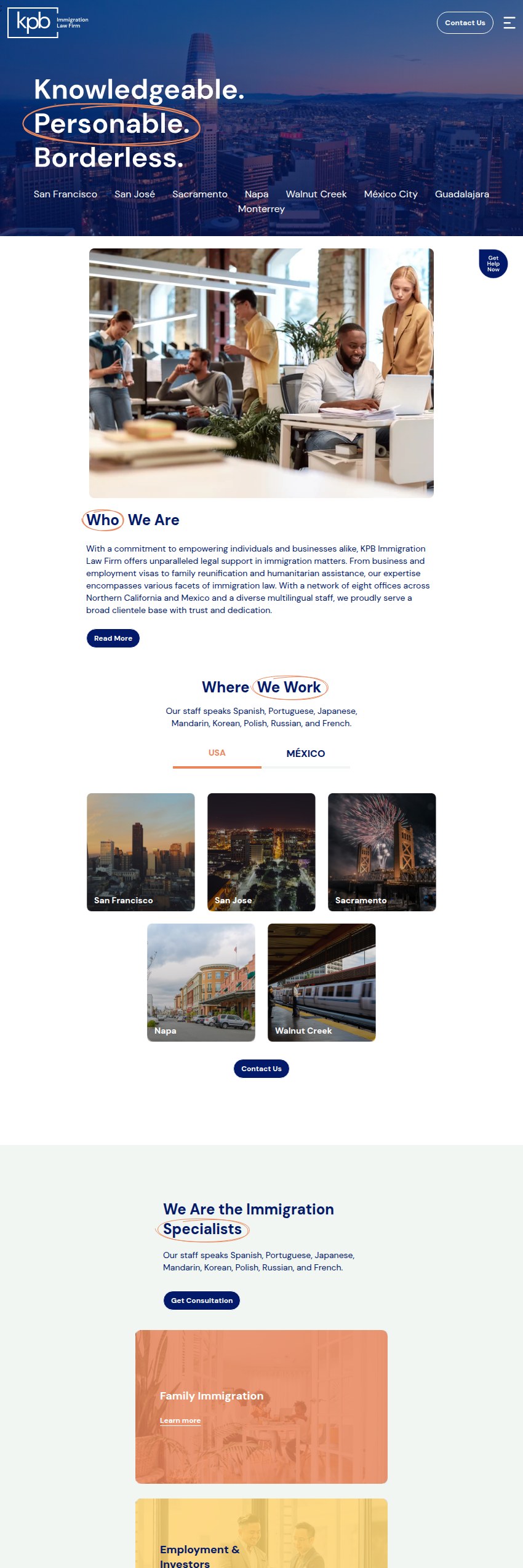 Screenshot of the KPB Immigration Law Firm, PC website