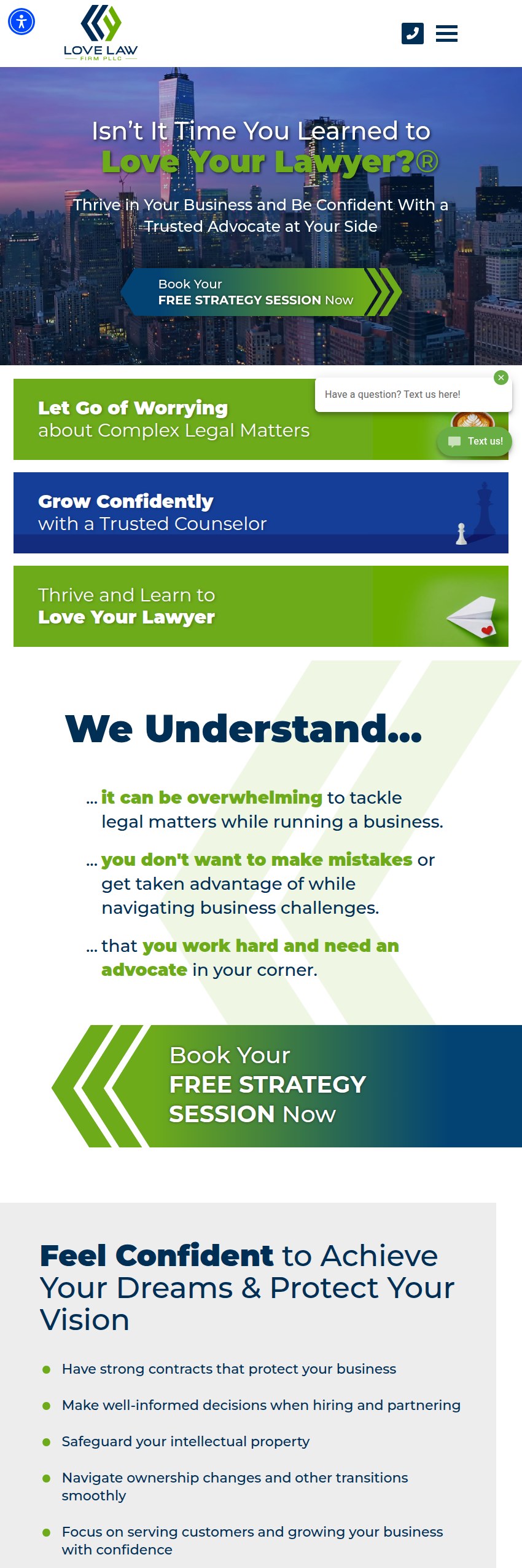 Screenshot of the LOVE LAW FIRM PLLC website