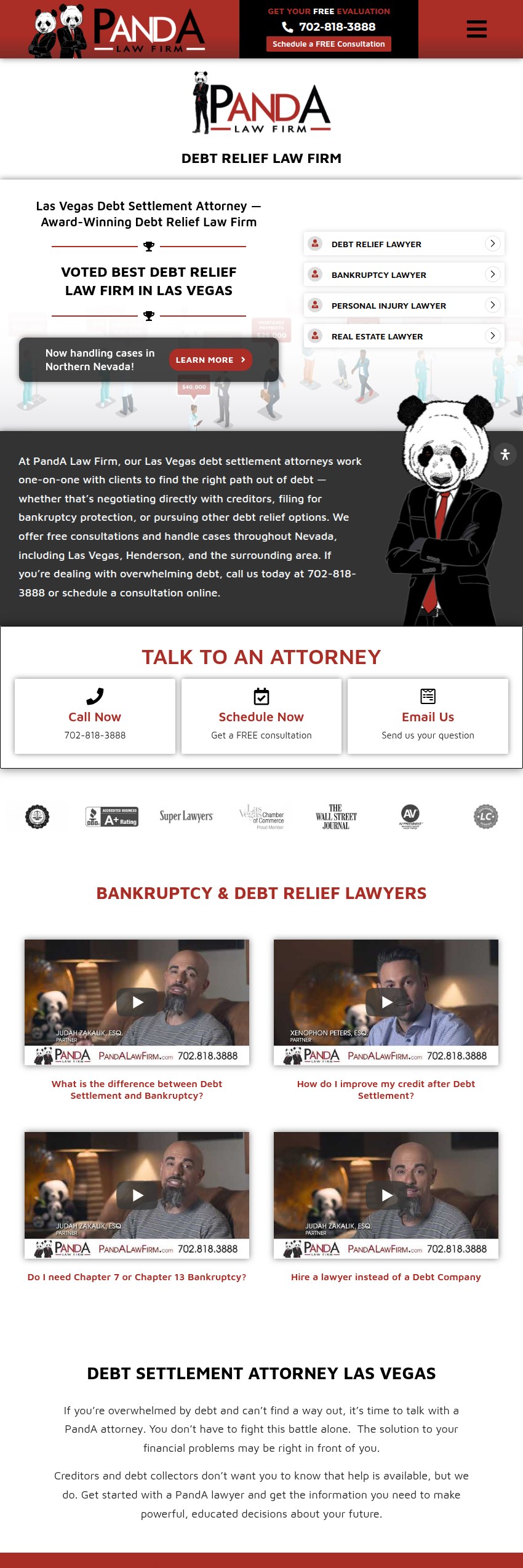Screenshot of the PandA Law Firm, LLP website