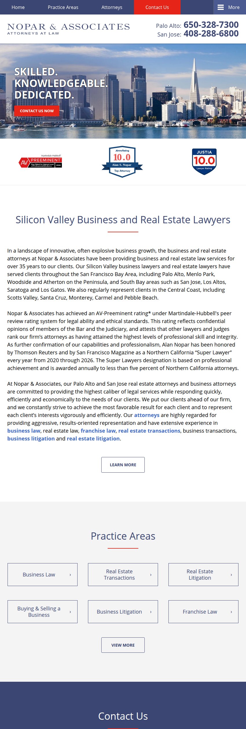 Screenshot of the Nopar & Associates website