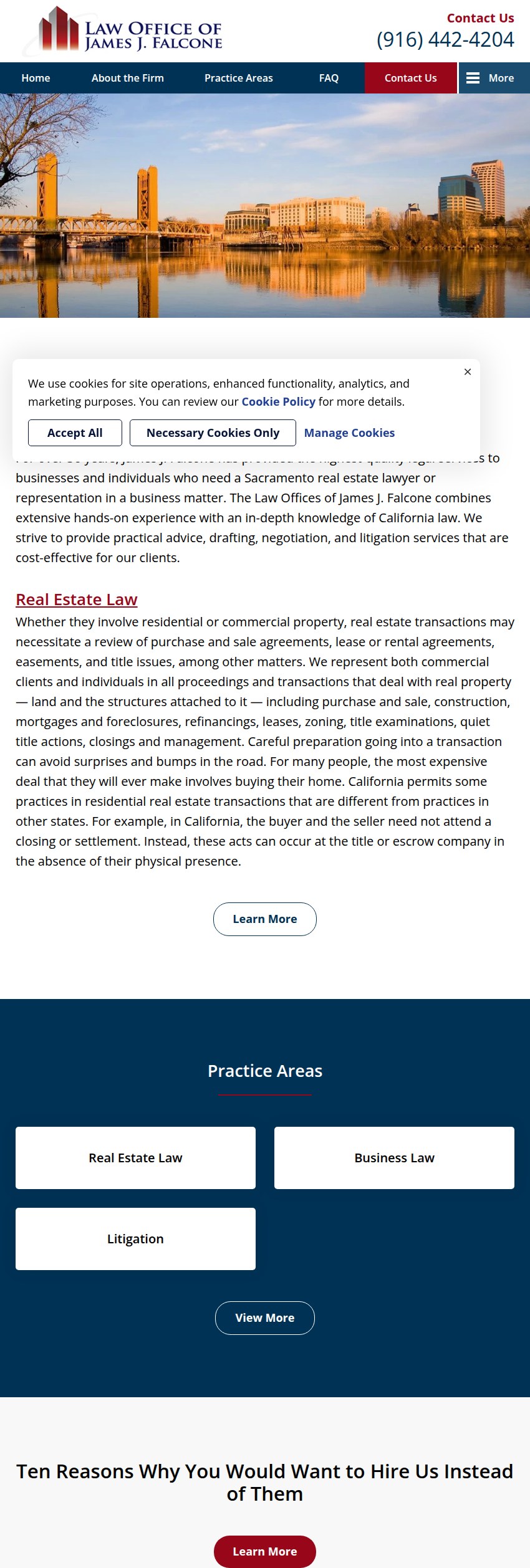 Screenshot of the Law Office of James J. Falcone website