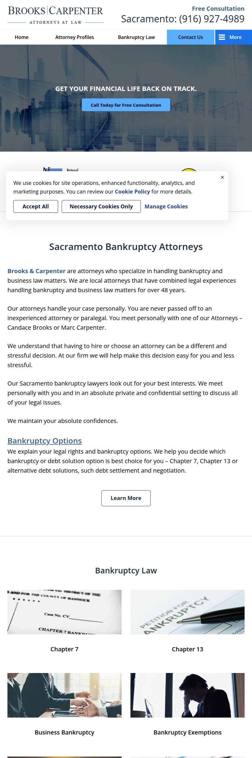 Screenshot of the Brooks & Carpenter website