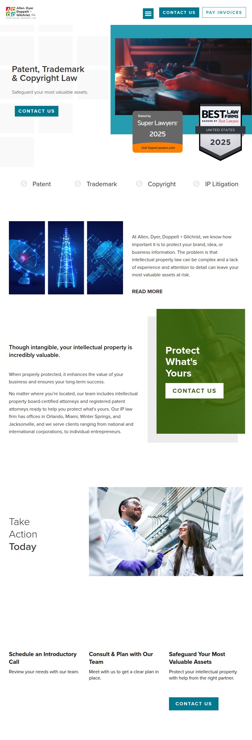 Screenshot of the Allen, Dyer, Doppelt, & Gilchrist, P.A. website