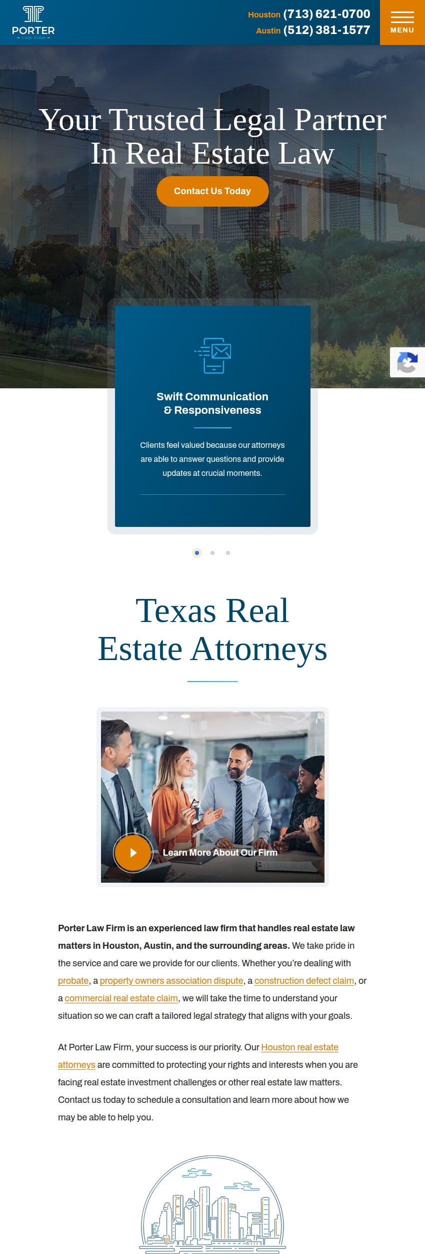Screenshot of the Porter Law Firm website