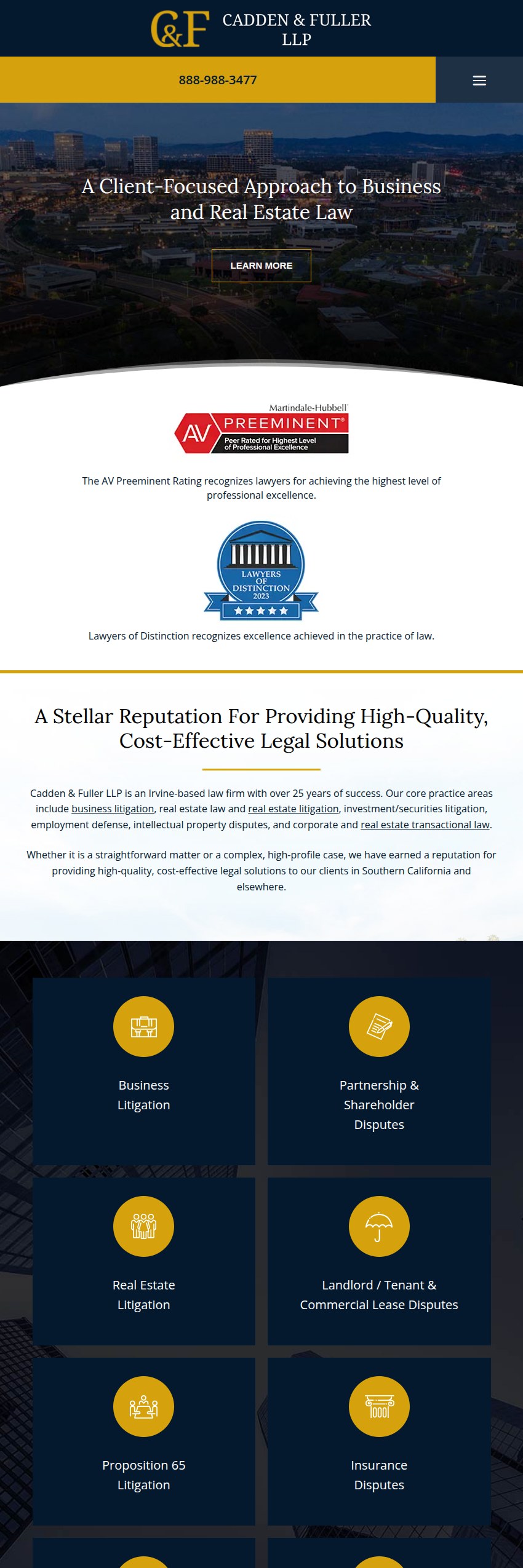 Screenshot of the Cadden & Fuller LLP website