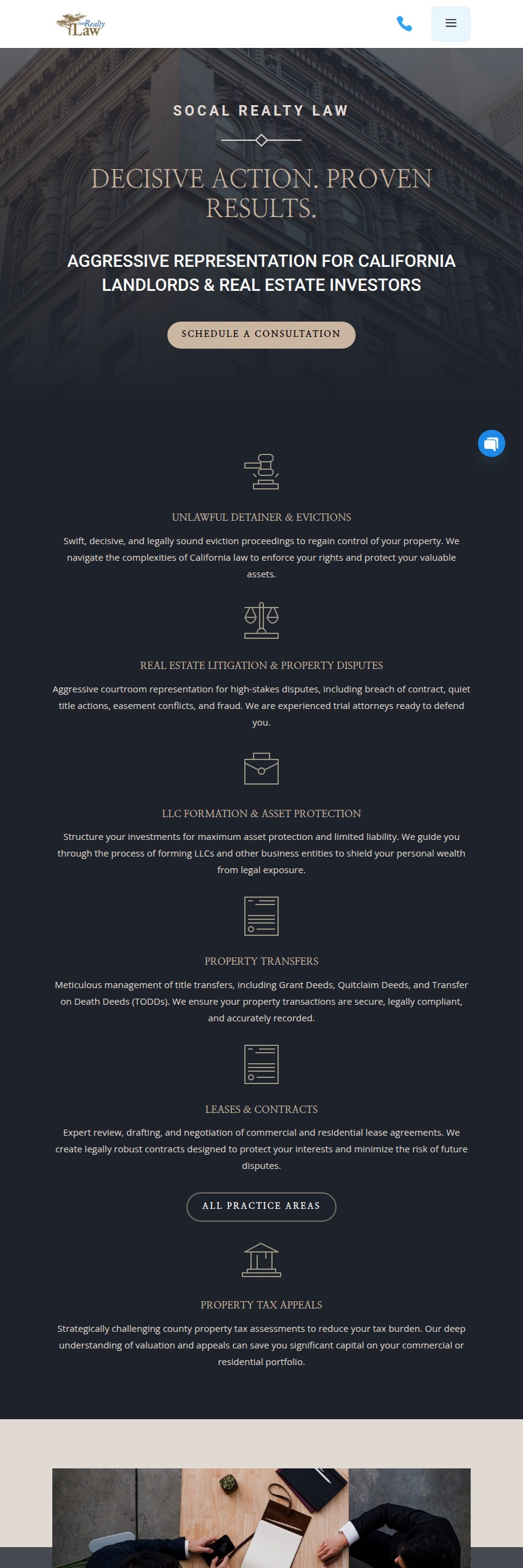 Screenshot of the So. Cal. Realty Law, APC website