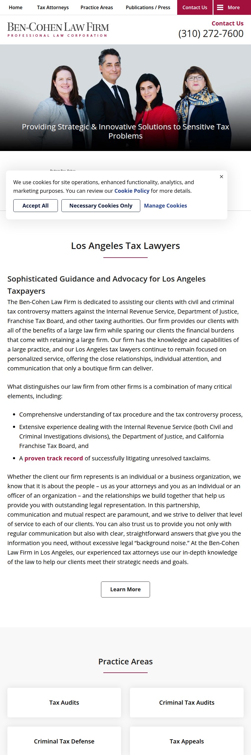 Screenshot of the Ben-Cohen Law Firm, PLC website