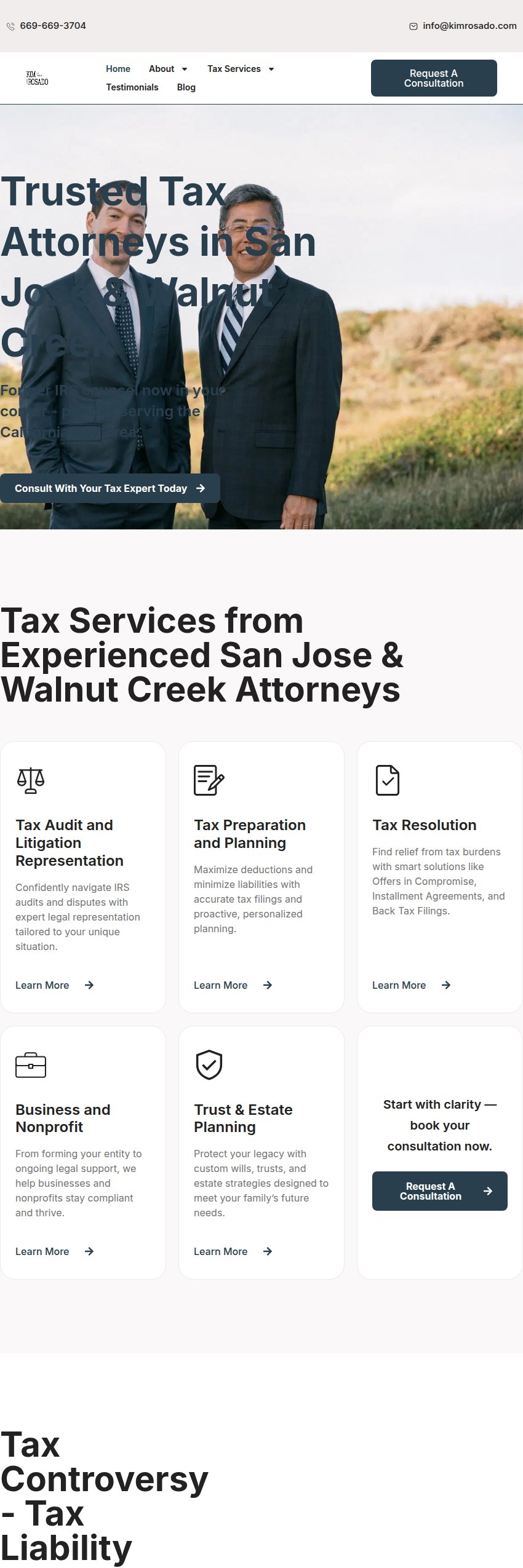 Screenshot of the Kim & Rosado LLP website