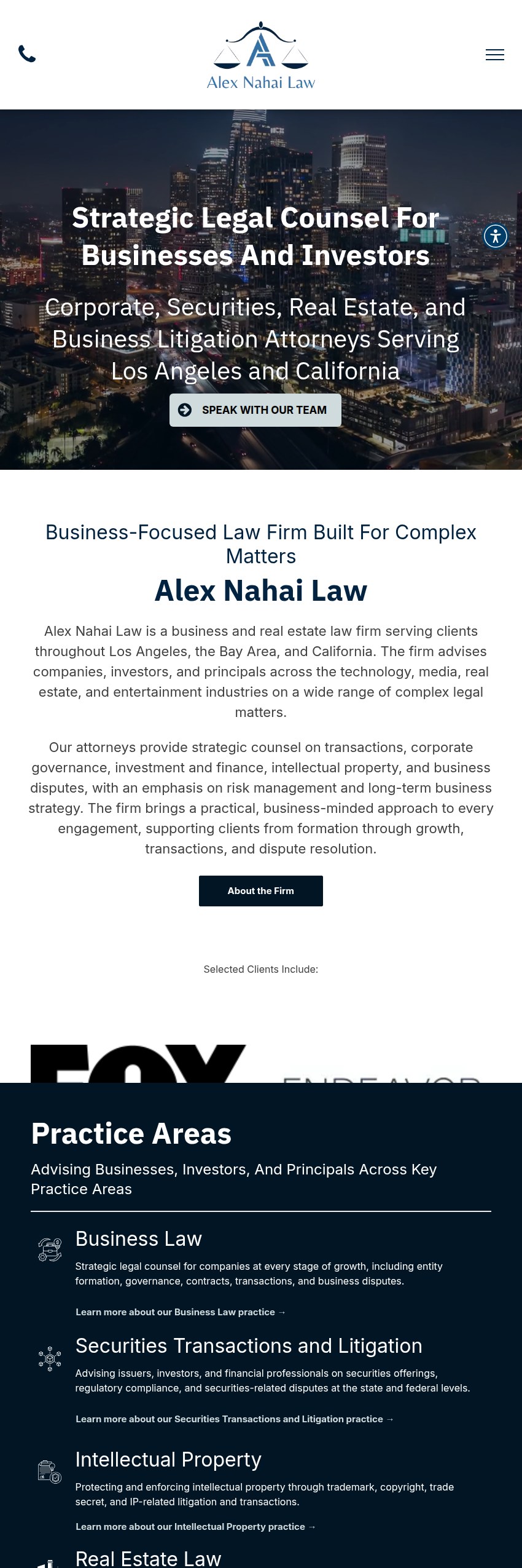 Screenshot of the Alex Nahai Law website