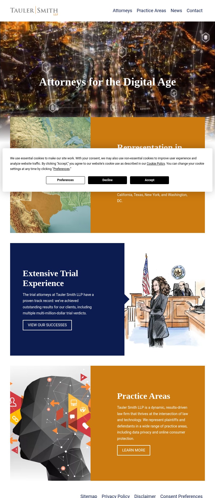 Screenshot of the Tauler Smith LLP website