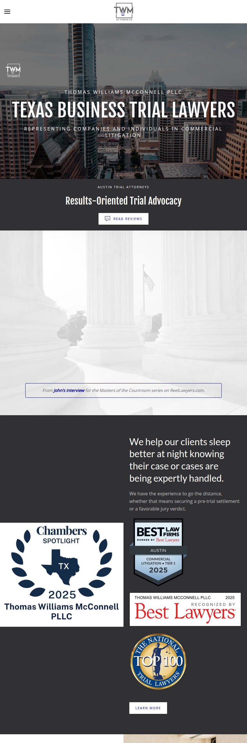 Screenshot of the Thomas Williams McConnell PLLC website