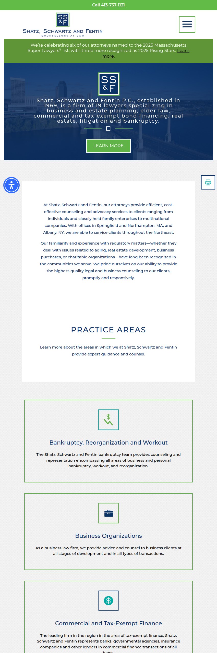 Screenshot of the Shatz, Schwartz and Fentin P.C. website