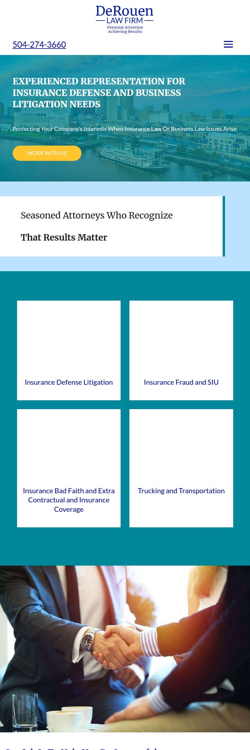 Screenshot of the DeRouen Law Firm website