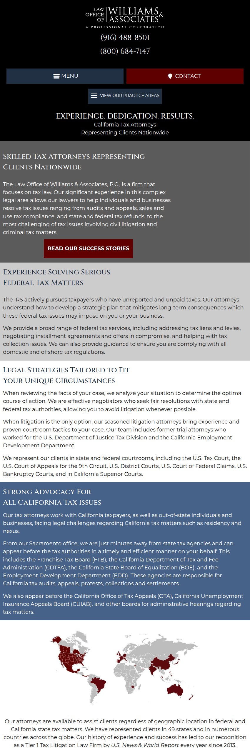 Screenshot of the Law Office of Williams & Associates, P.C. website