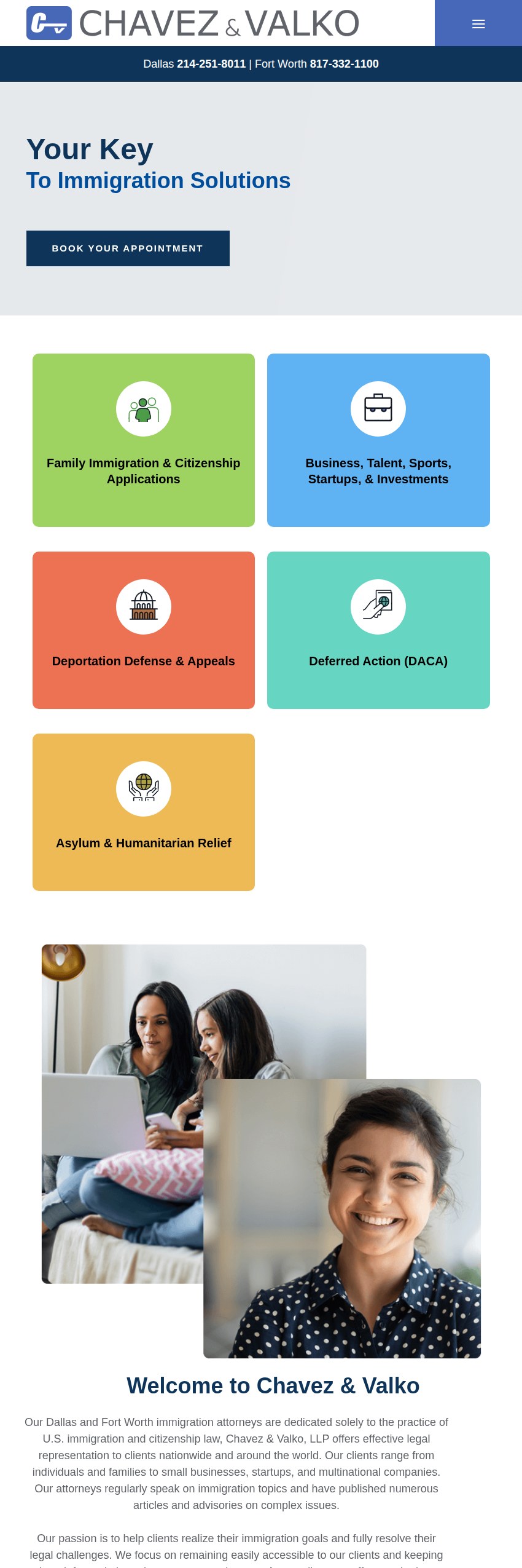 Screenshot of the Chavez & Valko, LLP website