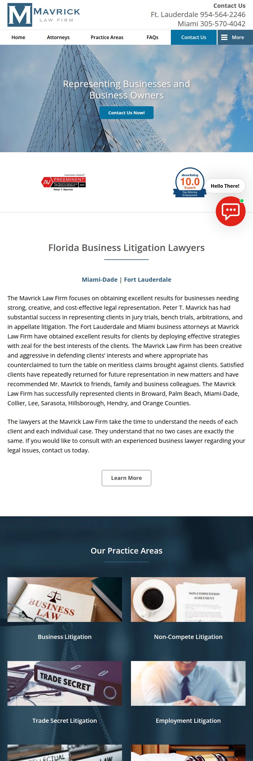 Screenshot of the Mavrick Law Firm website