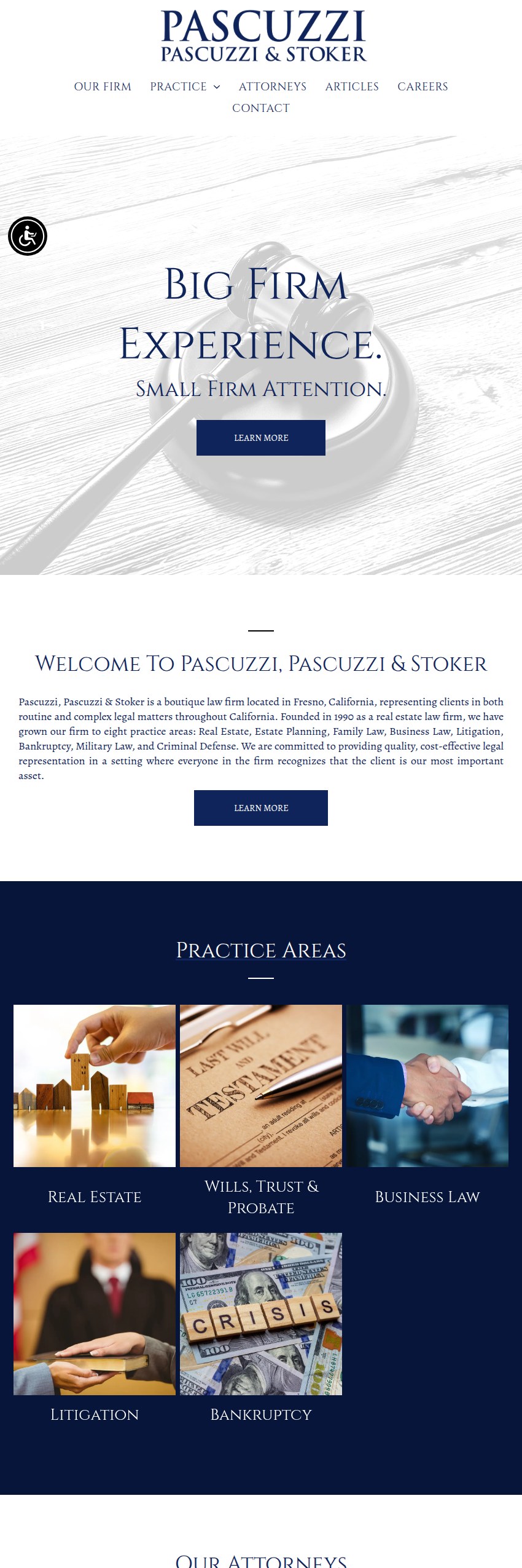 Screenshot of the Pascuzzi, Pascuzzi & Stoker website