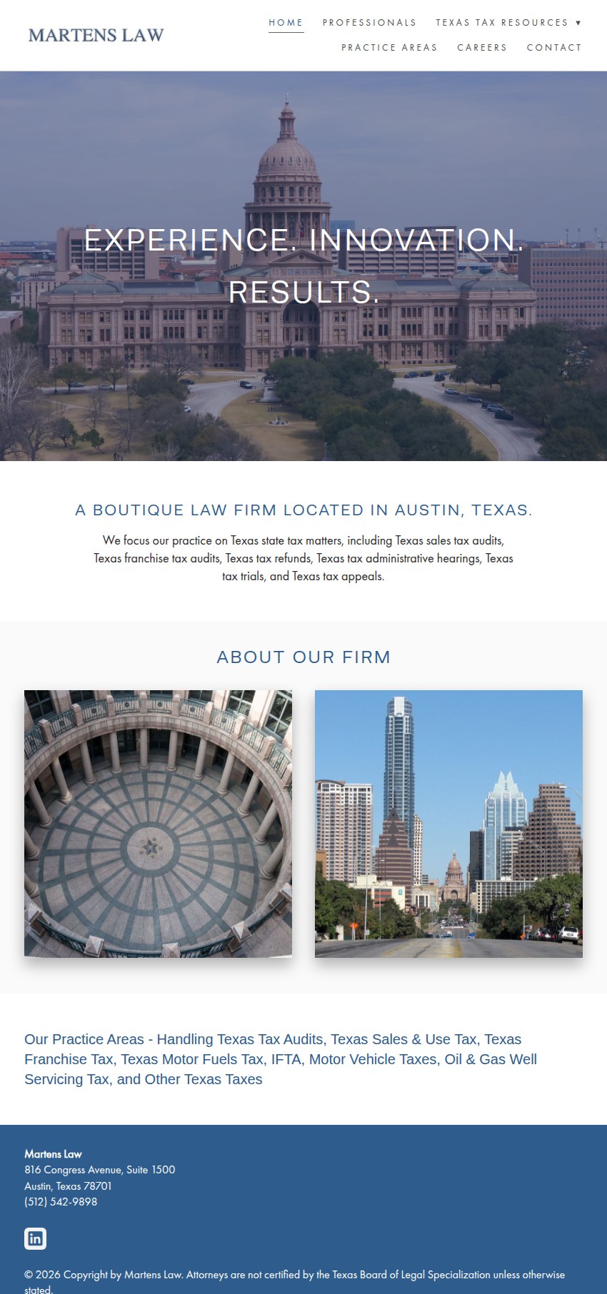 Screenshot of the Martens Law website