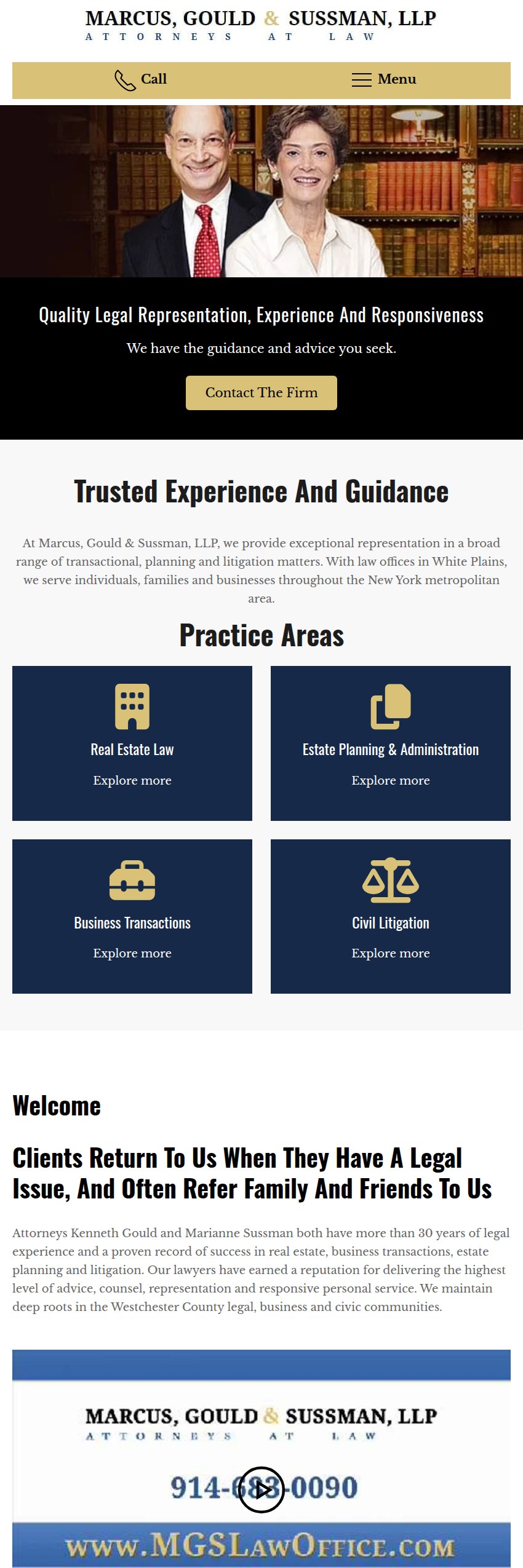 Screenshot of the Marcus, Gould & Sussman, LLP website