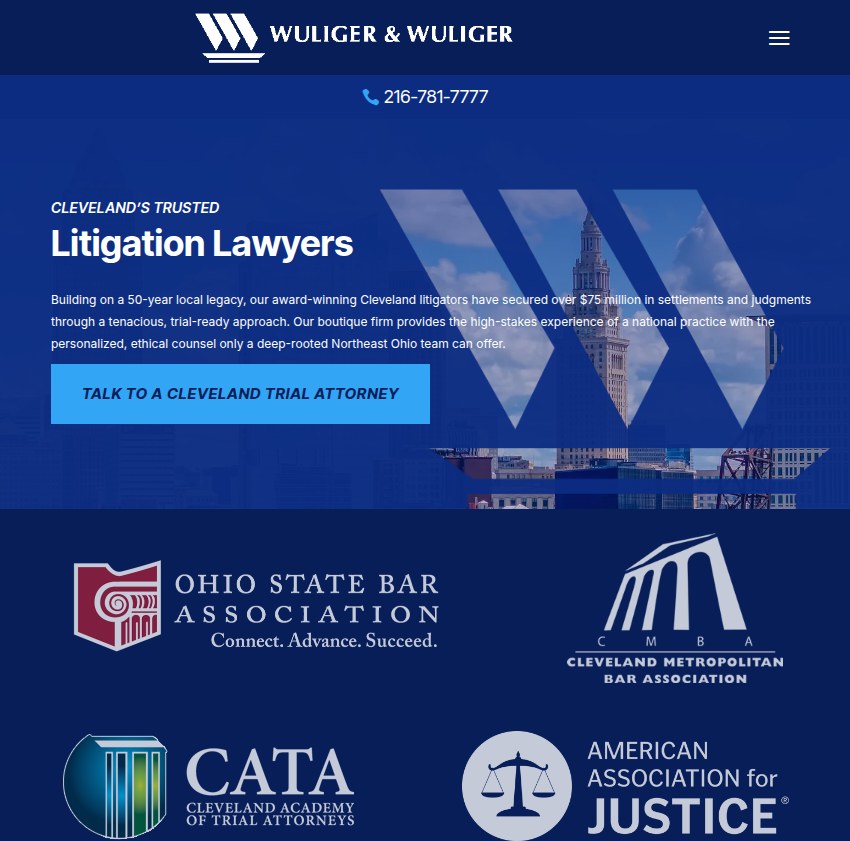 Screenshot of the Wuliger & Wuliger website