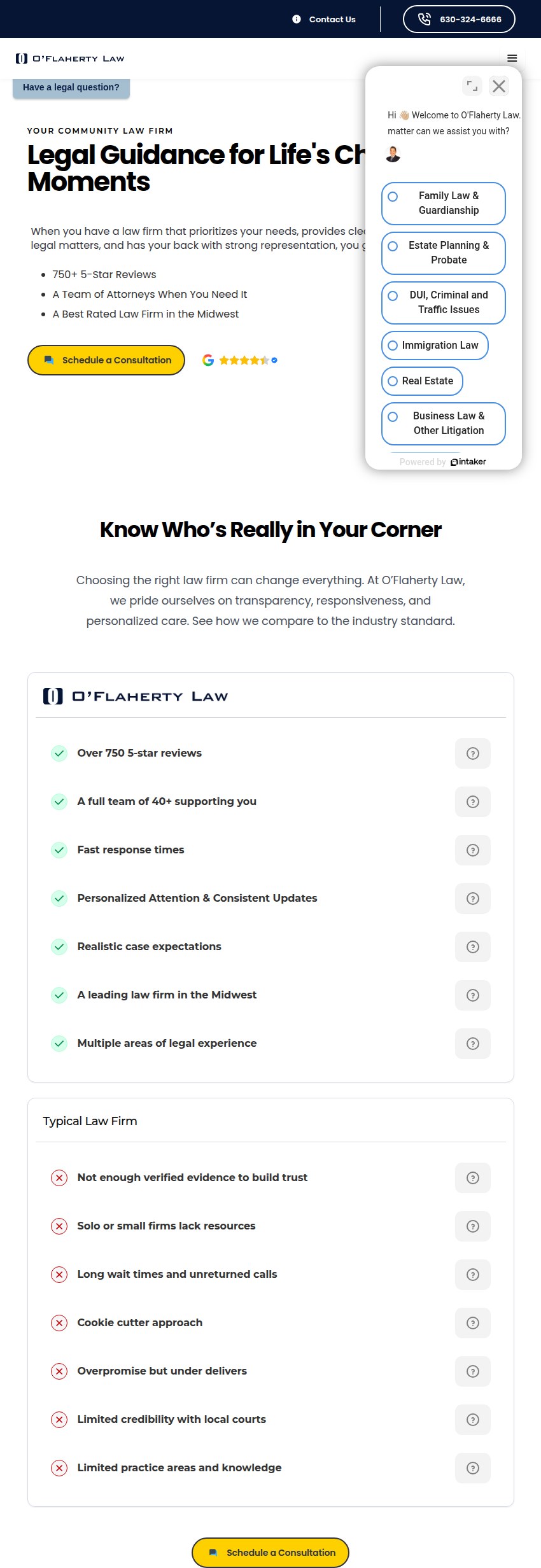 Screenshot of the O'Flaherty Law website