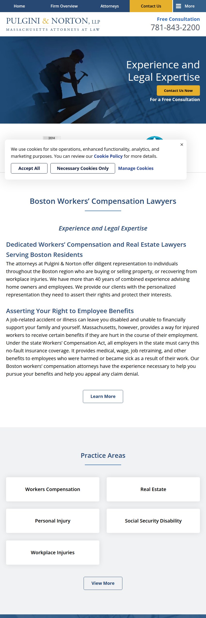 Screenshot of the Pulgini & Norton, LLP website