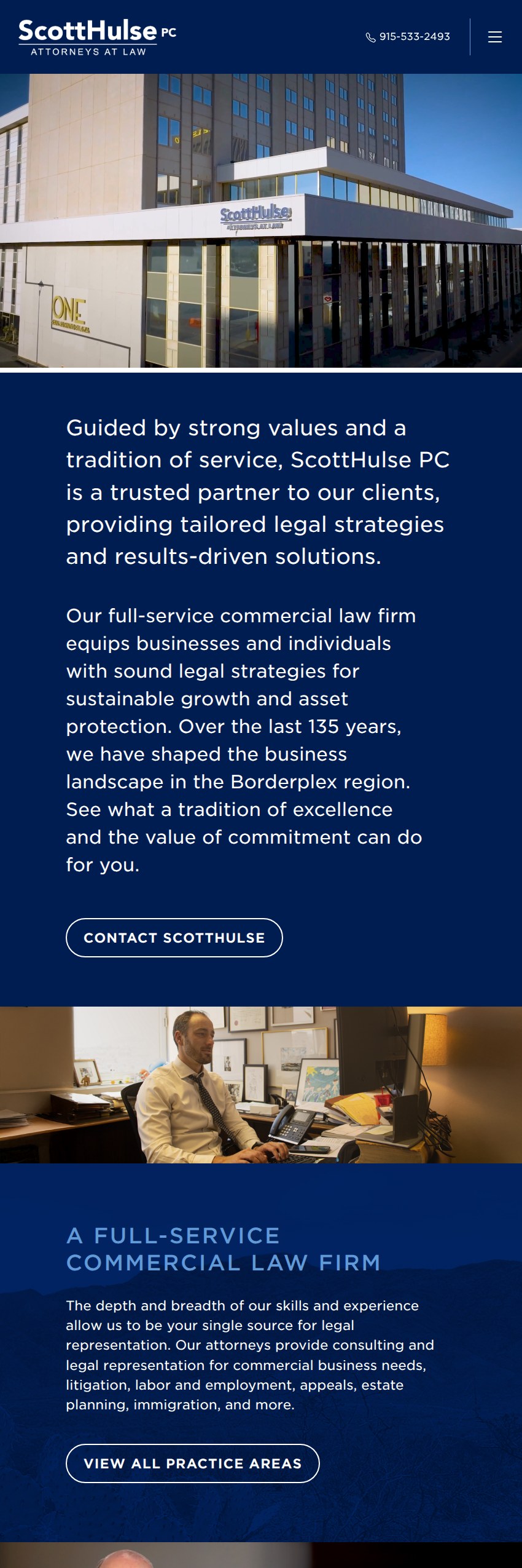 Screenshot of the ScottHulse, P.C. website
