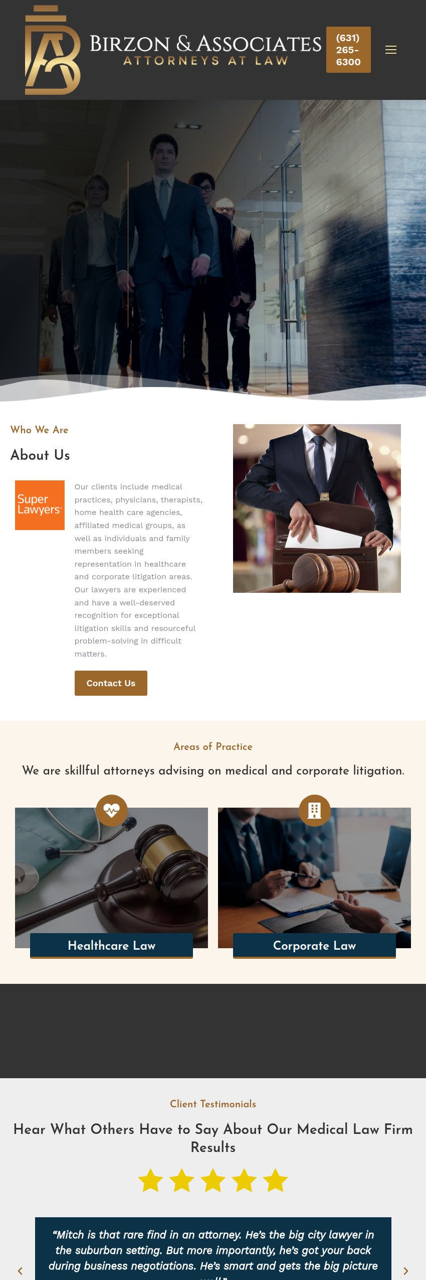 Screenshot of the Birzon & Associates website