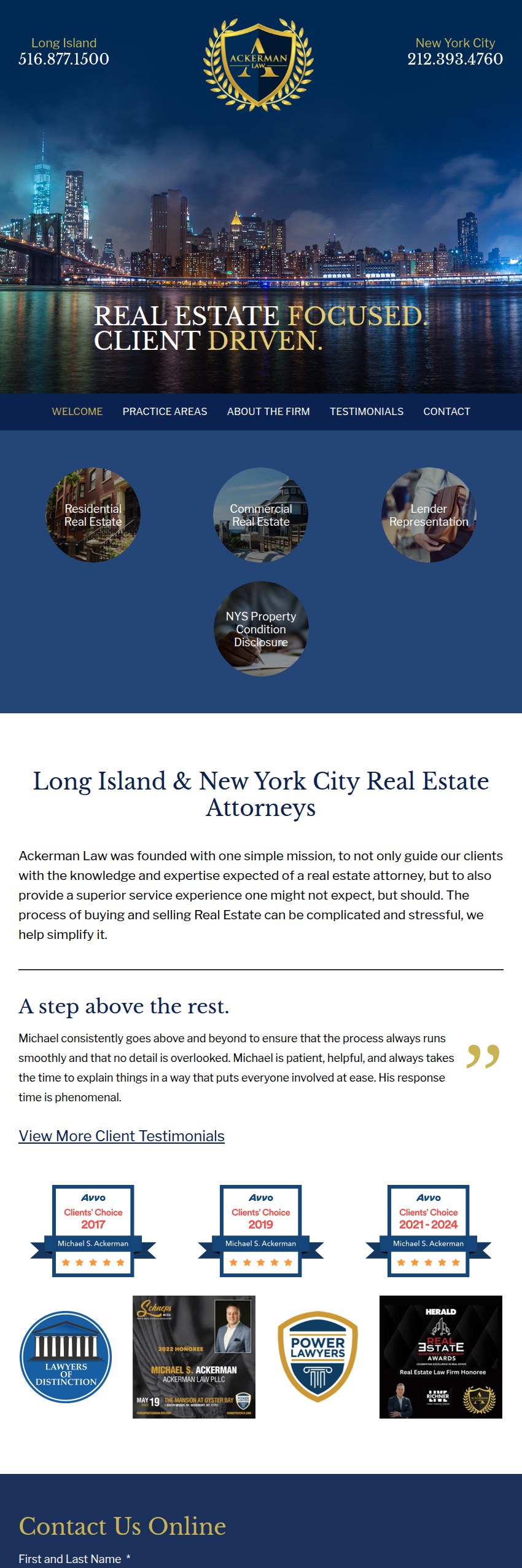 Screenshot of the Ackerman Law PLLC website