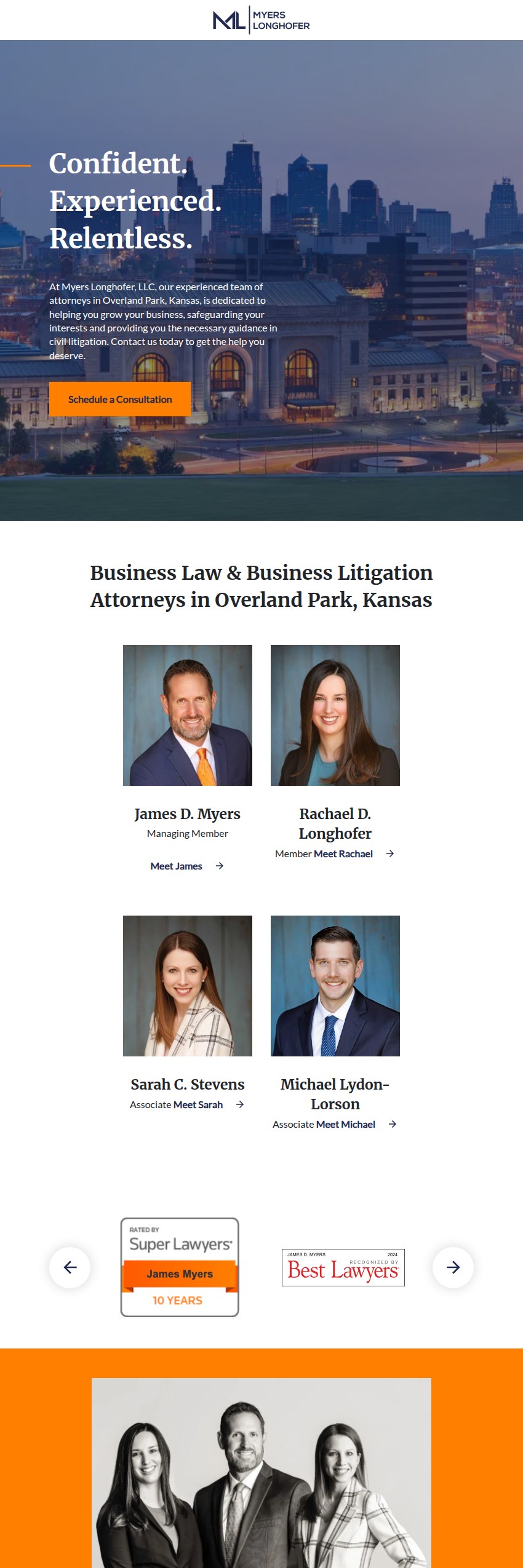 Screenshot of the Myers Longhofer, LLC website