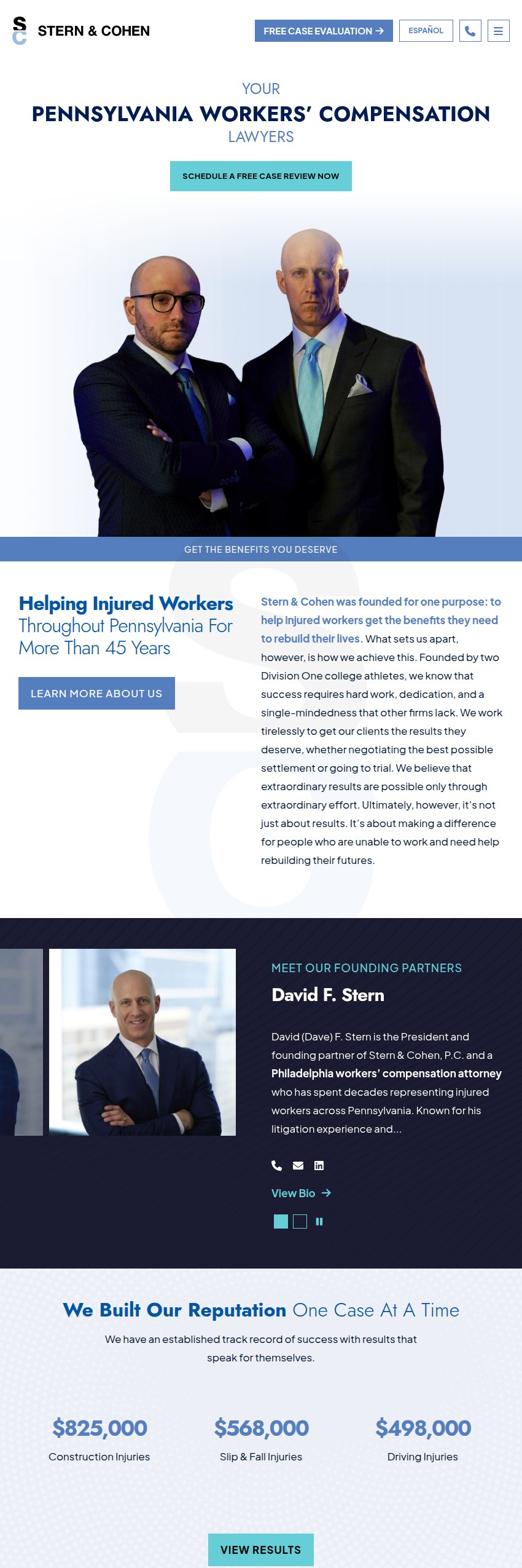 Screenshot of the Stern & Cohen, P.C. website