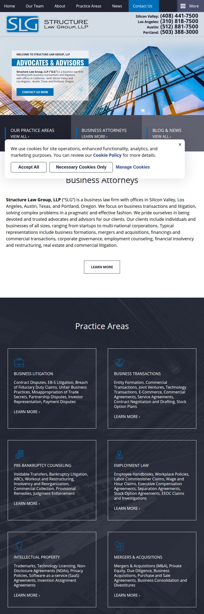 Screenshot of the Structure Law Group, LLP website