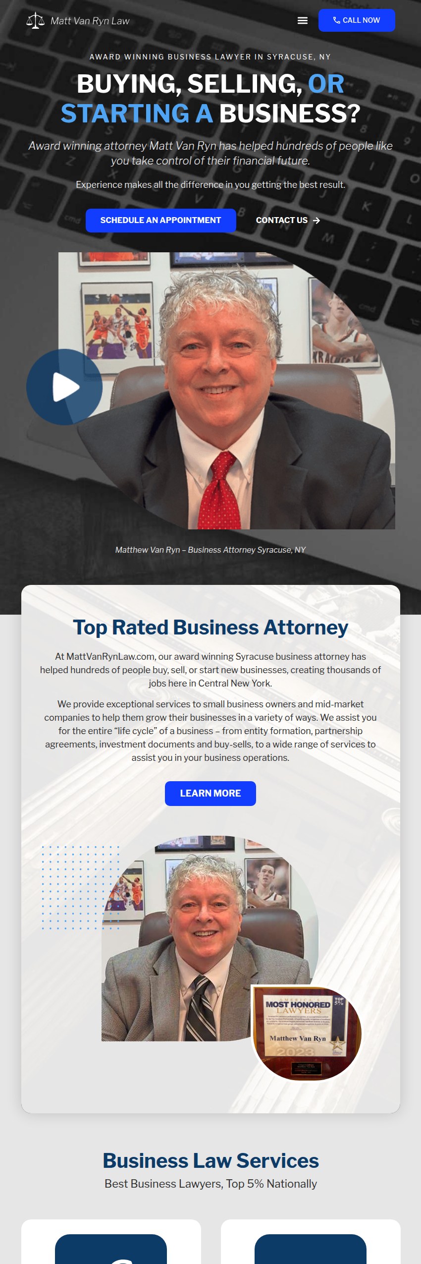 Screenshot of the Law Office of Matthew Van Ryn, PLLC website